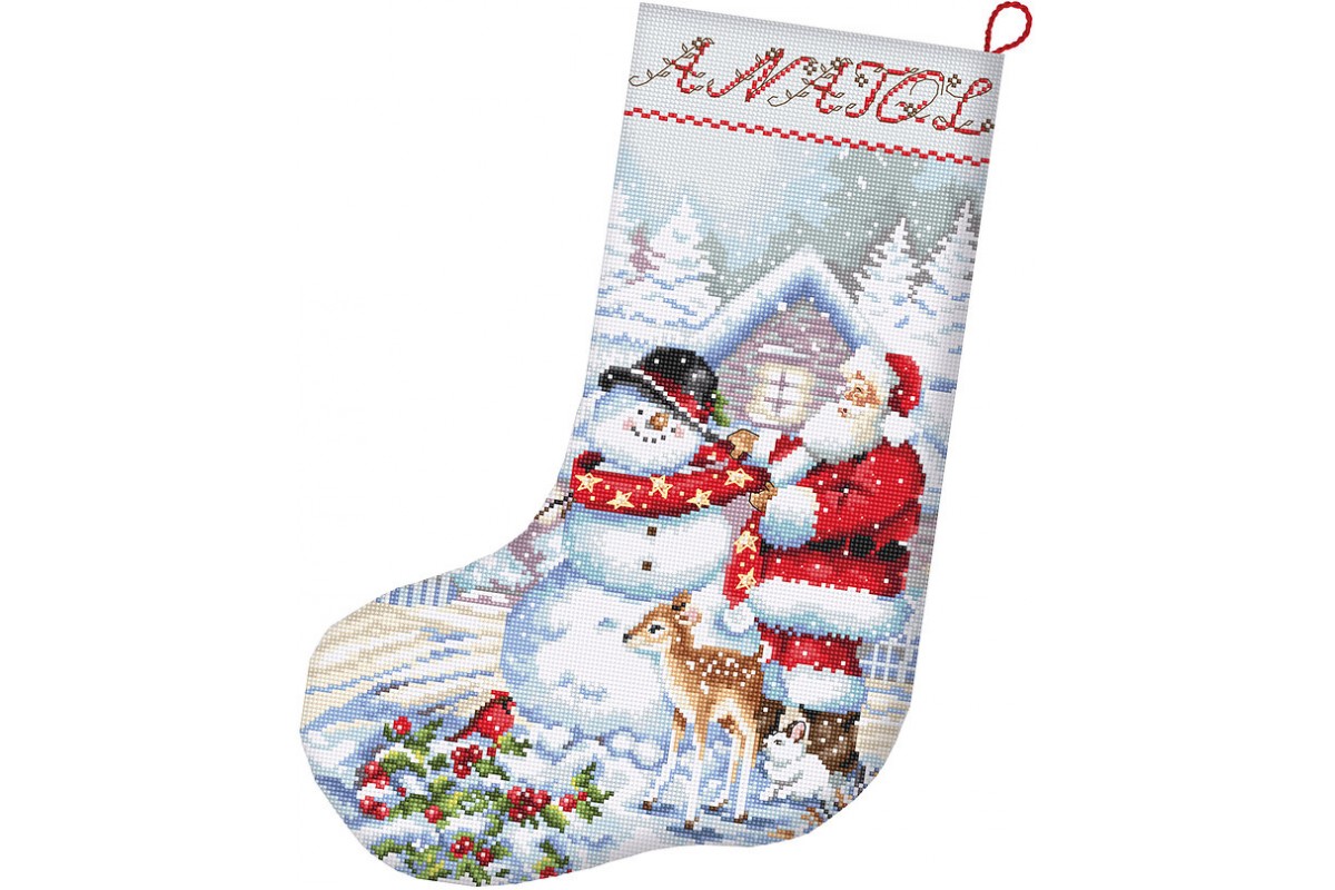 Snowman And Santa Stocking